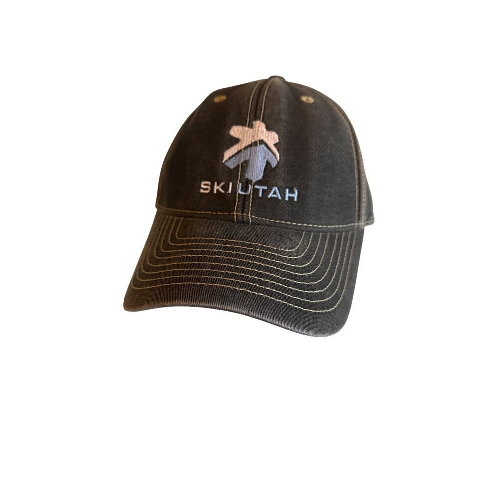 SKI UTAH Headmost Black Cotton Baseball Cap Adjustable Strap One Size Fits All